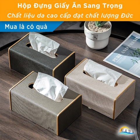 Hộp Đựng Khăn Giấy Bọc Da CCKO, Để Bàn Sang Trọng, Đáy Nam Châm, Nhiều Màu
