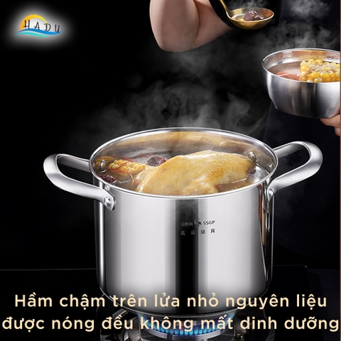 Nồi Lẩu Bếp Từ Inox 304 SSGP 5.4L, Đáy 3 Lớp, Nắp Kính Cường Lực, Chống Nóng, Đạt Chất Lượng LFGB Đức