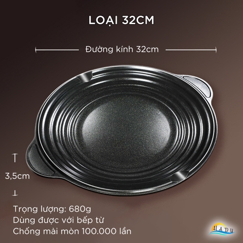 Chảo Nướng Gốm Titan SSGP Chống Dính, Size 32cm 38cm, Độ Cứng 9H, Không PFOA, Đạt Chất Lượng LFGB Đức