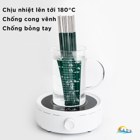 Bộ 10 Đôi Đũa Hợp Kim HADU Kiểu Bắc Âu, Chống Mốc, Chống Trơn, 27.3cm, Màu Xanh