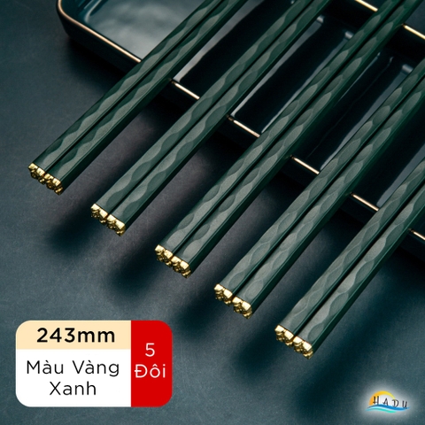 Bộ 5 Đôi Đũa Sợi Thủy Tinh HADU Họa Tiết Hoa Lấp Lánh, Chống Trơn, Chịu Nhiệt, 24.3cm