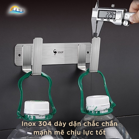 Thanh Móc Treo Tường Inox 304 SSGP, Chịu Lực 20kg, Dán Tường hoặc Khoan Vít, Dài 18cm, Đạt Chất Lượng LFGB Đức