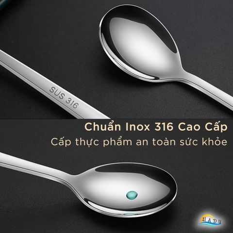 Bộ 2 Thìa Ăn Phở Inox 316L SSGP, Đúc Nguyên Khối, Lòng Sâu, Dài 21.5cm, Đạt Chất Lượng LFGB Đức
