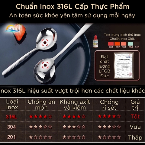 Thìa Ăn Cơm, Muỗng Ăn Phở Inox 316L SSGP Cao Cấp, Thìa Sâu Lòng Đúc Nguyên Khối Đạt Chất Lượng Đức LFGB