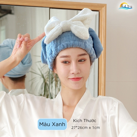 Mũ Trùm Đầu Thấm Nước Cao Cấp – Polyester Cotton San Hô Lông Cừu, Chăm Sóc Tóc, Thấm Nước 280g/m2, Bảo Vệ Tóc Hiệu Quả HADU