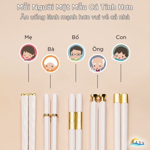 Bộ 5 Đôi Đũa Sợi Thủy Tinh HADU Kháng Khuẩn, Chống Trượt, Chịu Nhiệt, 24.3cm