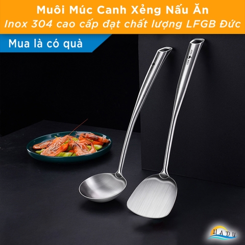 Muôi Múc Canh Inox 304 SSGP, Lòng Sâu, Tay Cầm Cách Nhiệt, Dài 34.5cm, Đạt Chất Lượng LFGB Đức