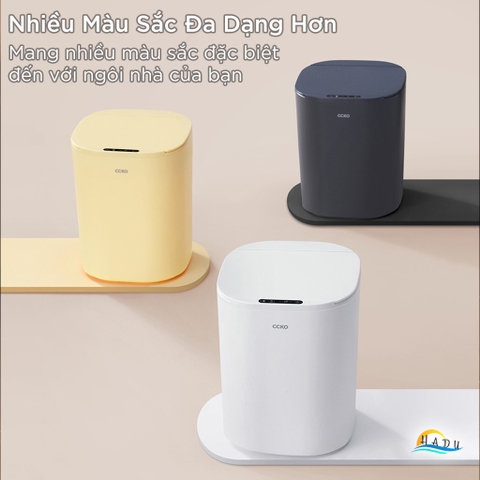 Thùng Rác Cảm Ứng Tự Động CCKO 14L, Chống Nước IPX5, Nắp Kín Ngăn Mùi, Nhiều Màu