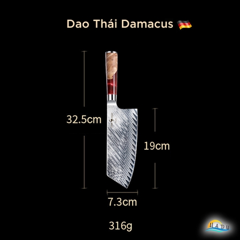 Dao Bếp Damascus SSGP 67 Lớp, Lõi Thép VG10, Lưỡi 19cm, Cán Gỗ, Đạt Chất Lượng LFGB Đức