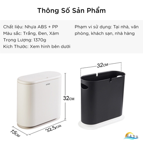 Thùng Rác Phân Loại 2 Ngăn CCKO 9L, Nắp Nhấn Mở, Cho Phòng Khách, Nhiều Màu