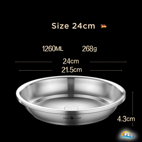 Đĩa Inox 304 Sâu Lòng SSGP, Chống Trầy, Xếp Chồng Gọn, Nhiều Size, Đạt Chất Lượng LFGB Đức