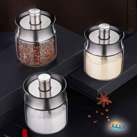 Hũ Đựng Gia Vị Thủy Tinh Borosilicate SSGP, Nắp Inox 304, Kèm Thìa, Đạt Chất Lượng LFGB Đức