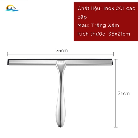 Cây Gạt Kính Cầm Tay CCKO, Thân Inox, Lưỡi Cao Su Mềm, Gạt Nước Sạch Không Vệt