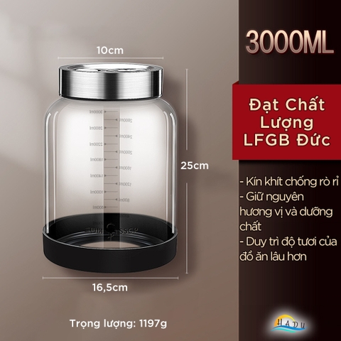 Hũ Thủy Tinh Muối Dưa SSGP, Có Van Xả Khí, Nắp Inox 304, Đạt Chất Lượng LFGB Đức