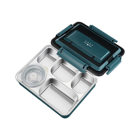 Hộp Cơm Văn Phòng Inox 316L SSGP 4 Ngăn, Hộp Đựng Cơm Quay Lò Vi Sóng Kèm Túi Giữ Nhiệt, Bát Canh