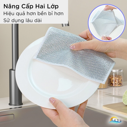 Khăn Lau Chén Đĩa Sợi Bạc Cao Cấp – Chống Dính Dầu, Sạch Nhanh, Bền Bỉ HADU