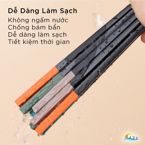 Bộ 5 Đôi Đũa Sợi Thủy Tinh HADU Họa Tiết Song Ngư, Chống Trơn, Chịu Nhiệt, 24.3cm, Đuôi 5 Màu