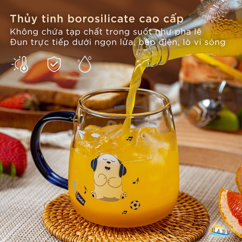 Cốc Thủy Tinh Chịu Nhiệt CCKO 350ml, Dùng Được Trên Bếp Ga, Lò Vi Sóng, Borosilicate, Nhiều Màu