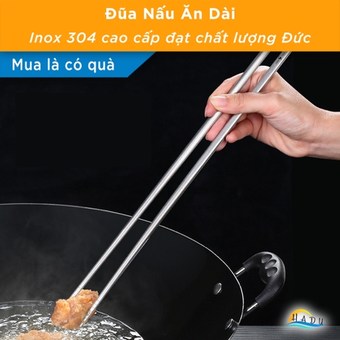Đũa Nấu Ăn Inox 304 Cao Cấp Dài 36cm, Chống Trượt 360 Độ, Kháng Khuẩn, Không Thấm Nước, An Toàn Cho Sức Khỏe SSGP