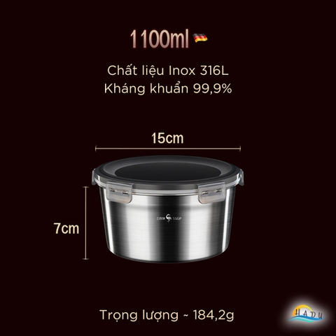 Hộp Đựng Thực Phẩm Inox 316L SSGP, Dùng Được Bếp Từ, Chống Rò Rỉ, Đạt Chất Lượng LFGB Đức