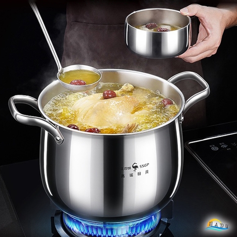 Nồi Luộc Gà Inox 304 Thành Cao SSGP 24cm 26cm, Đáy 5 Lớp, Dùng Bếp Từ, Đạt Chất Lượng LFGB Đức