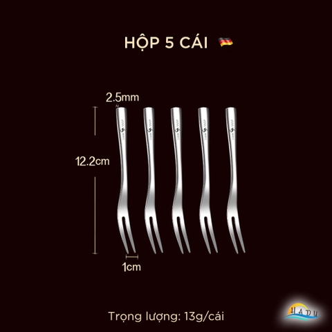 Nĩa Ăn Hoa Quả SSGP Inox 316L, Dài 12.2cm, Dày 2.5mm, Đạt Chất Lượng LFGB Đức