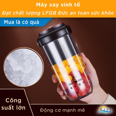 Máy Xay Sinh Tố Cầm Tay Mini – Động Cơ Mạnh Mẽ, Pin 2400mAh, Ly Thủy Tinh Borosilicat Cao Cấp, An Toàn LFGB Đức SSGP