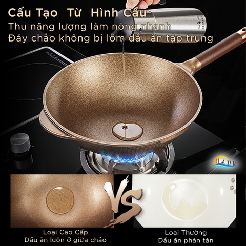 Chảo Chống Dính Sâu Lòng 32cm Bếp Từ Có Nắp Kim Cương Cao Cấp Đạt Chất Lượng LFGB Đức SSGP