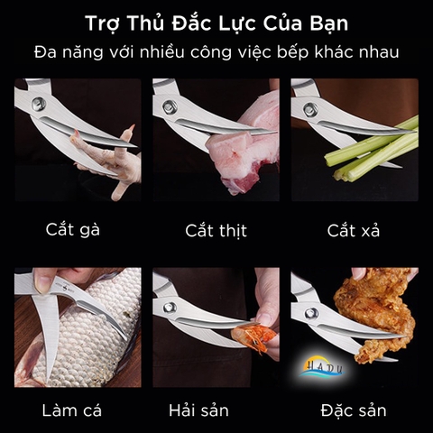 Kéo Cắt Gà Trợ Lực Nhà Bếp Cao Cấp SSGP, Kéo Cắt Thực Phẩm Cộng Lực Không Gỉ Đạt Chất Lượng LFGB Đức