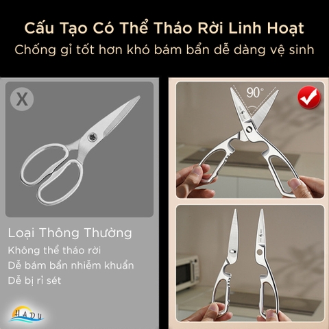 Kéo Cắt Gà Nhà Bếp Đa Năng Thép Không Gỉ Cao Cấp Kiểu Nhật Bản Đạt Chất Lượng LFGB Đức SSGP