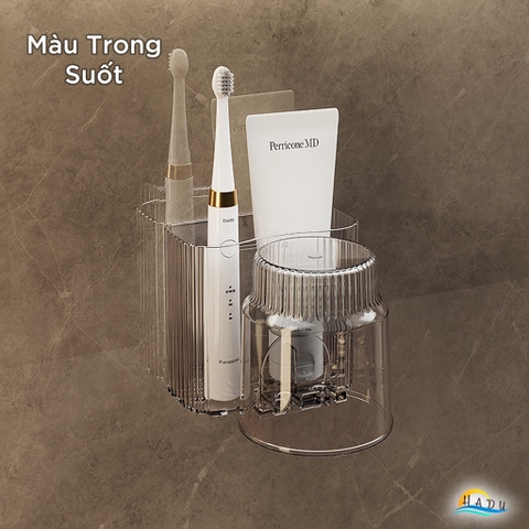 Kệ Đựng Bàn Chải Kem Đánh Răng CCKO Treo Tường, Giá Treo Cốc Úp Ngược Chống Bụi, Nhựa PET Cao Cấp