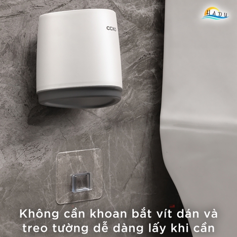 Cọ Bồn Cầu Silicon Dán Tường CCKO, Đế Thông Gió Chống Đọng Nước, Đầu Cọ Mềm, Màu Xám