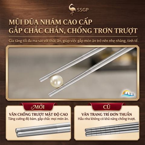 Đũa Ăn Cơm Inox 316L Cao Cấp Sang Trọng Kháng Khuẩn Chống Mốc Chống Trượt Cách Nhiệt SSGP