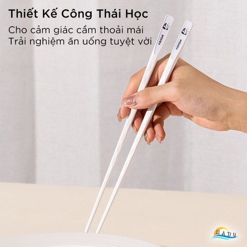 Bộ 5 Đôi Đũa Sợi Thủy Tinh HADU Kháng Khuẩn, Chống Mốc, Đầu Nhám Chống Trơn, Màu Trắng
