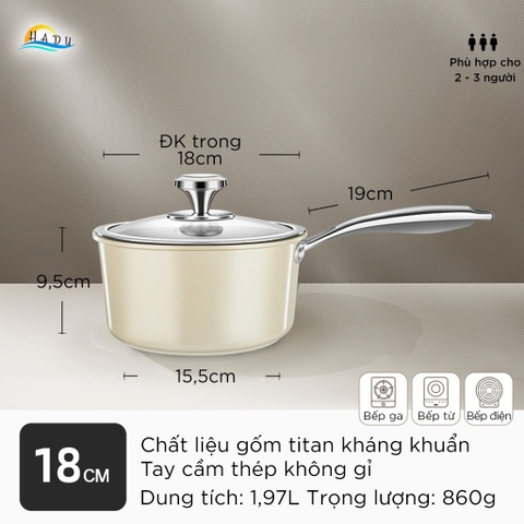 Nồi Chống Dính Bếp Từ SSGP 18cm 20cm, Gốm Titan, Phủ Ceramic Greblon, Đạt Chất Lượng LFGB Đức