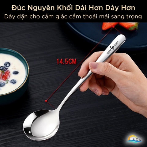 Thìa Ăn Cơm, Muỗng Ăn Phở Inox 316L SSGP Cao Cấp, Thìa Sâu Lòng Đúc Nguyên Khối Đạt Chất Lượng Đức LFGB