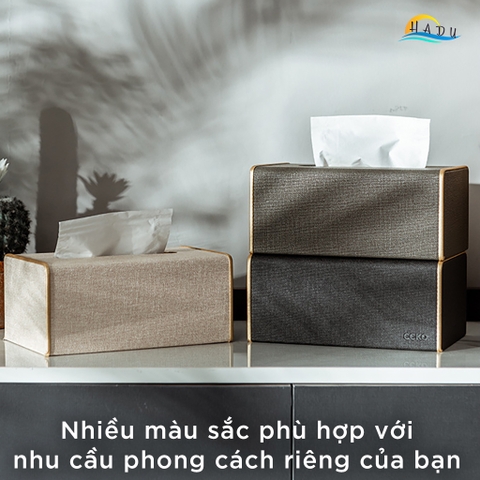 Hộp Đựng Khăn Giấy Bọc Da CCKO, Để Bàn Sang Trọng, Đáy Nam Châm, Nhiều Màu