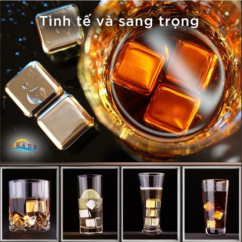 Bộ Viên Đá Lạnh Vĩnh Cửu Inox 304 SSGP, Không Tan, Kèm Kẹp Gắp và Khay Đựng, Đạt Chất Lượng LFGB Đức