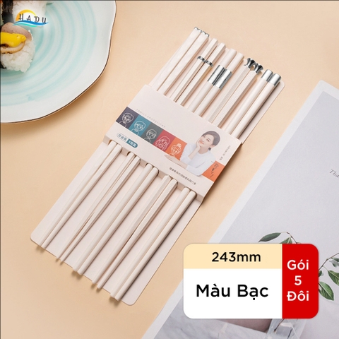 Bộ 5 Đôi Đũa Sợi Thủy Tinh HADU Kháng Khuẩn, Chống Trượt, Chịu Nhiệt, 24.3cm