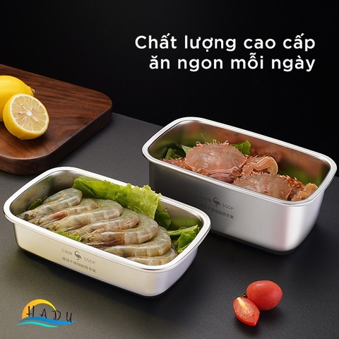 Hộp Bảo Quản Tủ Lạnh Inox 304 SSGP, Nắp Silicone Kín Khí, Chống Rò Rỉ, Đạt Chất Lượng LFGB Đức