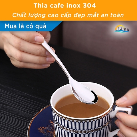 Thìa Cà Phê Inox 304 SSGP, Cán Dày 3.5mm, Đúc Nguyên Khối, Dài 15.3cm, Sang Trọng, Đạt Chất Lượng LFGB Đức