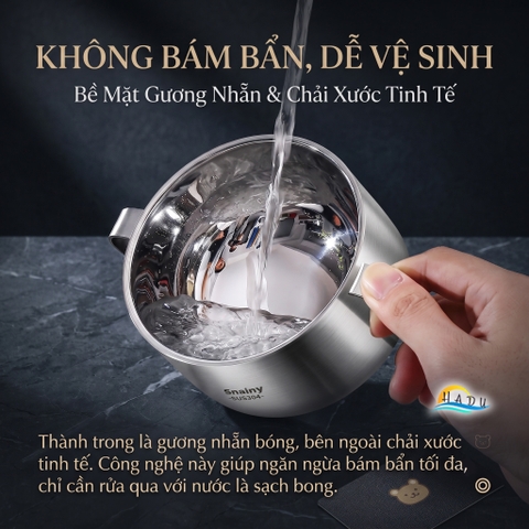 Bát Tô Chén Ăn Dặm Inox 304 Hai Quai Cách Nhiệt Chân Không Chống Nóng Cho Bé Snainy