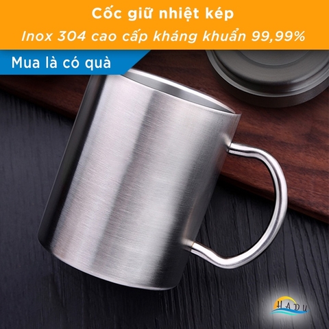 Cốc Giữ Nhiệt Coffee Mini Có Nắp Inox 304 Cao Cấp Đạt Chất Lượng Đức SSGP