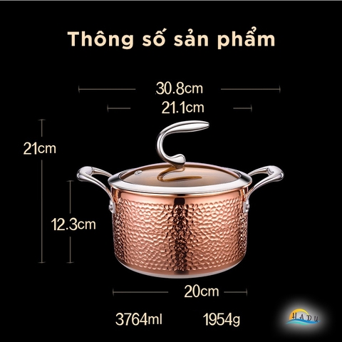 Nồi Inox Bếp Từ 304 3 Đáy Cao Cấp 20cm Đạt Chất Lượng Đức SSGP