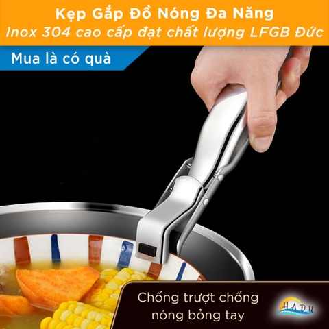 Kẹp Gắp Đồ Nóng SSGP Inox 304, Đầu Silicone Chống Trượt, Đạt Chất Lượng LFGB Đức