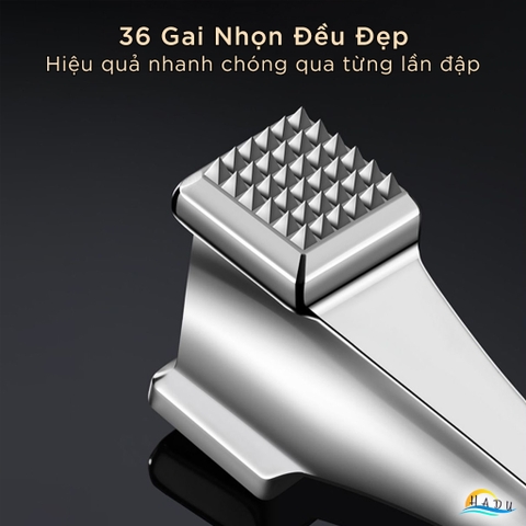 Búa Dập Thịt Inox 304 Cao Cấp – 36 Gai Nhọn, Đầu Rỗng Giảm Trọng Lượng, Móc Treo Tiện Lợi, Đạt Tiêu Chuẩn LFGB Đức SSGP