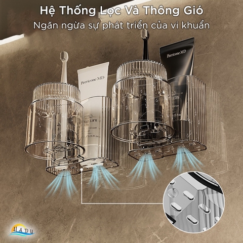Kệ Đựng Bàn Chải Kem Đánh Răng CCKO Treo Tường, Giá Treo Cốc Úp Ngược Chống Bụi, Nhựa PET Cao Cấp