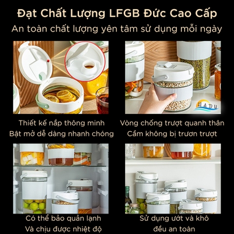 Hộp Đựng Dưa Cà Muối Chua Thủy Tinh Cao Cấp 900ml 1200ml 1600ml Đạt Chất Lượng LFGB Đức SSGP