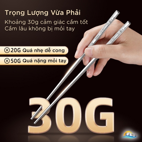 Bộ 10 Đôi Đũa Inox 316L SSGP, Kháng Khuẩn, Cách Nhiệt, Chống Trượt, Dài 23cm, Đạt Chất Lượng LFGB Đức