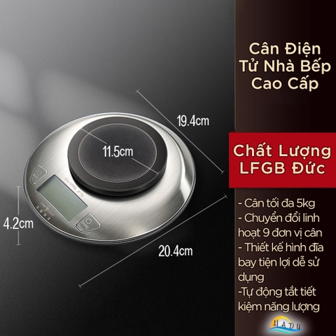 Cân Điện Tử 5KG – Thép Không Gỉ, Chuyển Đổi 7 Đơn Vị, Màn Hình Nghiêng Có Đèn, Cảm Biến Chính Xác, Tự Động Tắt SSGP